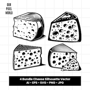 Cheese Bundle SVG | Cheese Food PNG | Foods Vector Editable Color | Clip Art For Mugs, Clothes | Silhouette Files | Png Ai Jpg Eps