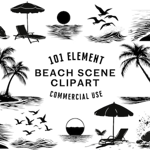 Beach Scene SVG Bundle | Tropical Clipart | Ocean View Vector Designs | Summer Silhouette | Seaside PNG SVG | Cut Files | Instant Download