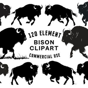 Bison SVG Bundle | Bison Clipart | Wild Animal Vector Designs | Buffalo Silhouette | Wildlife PNG SVG | Bison Cut Files | Instant Download