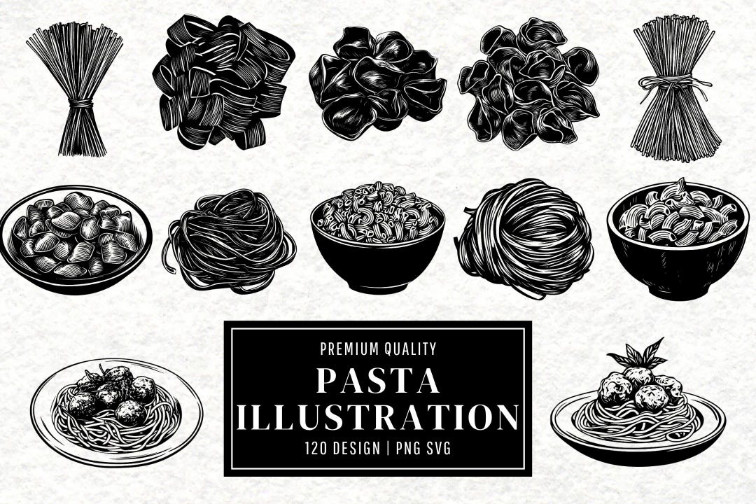 Pasta Svg File Pasta SVG Bundle | Pasta Clipart | Italian Food Vector Designs | Noodle ...