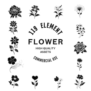 Flower SVG Bundle | Floral Clipart | Flower Vector Designs | Botanical Silhouette | Bloom PNG SVG | Floral Cut Files | Instant Download
