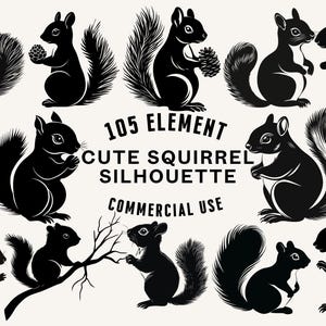 Cute Squirrel SVG Bundle | Squirrel Clipart | Woodland Animal Vector | Forest Silhouette | Squirrel PNG SVG | Cut Files | Instant Download
