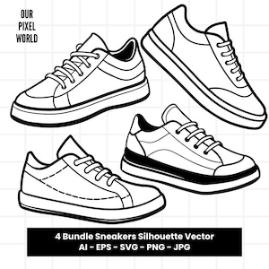 Sneaker Bundle SVG | Sneakers PNG | Sneaker Shoe Vector | Trendy Clip Art For Mugs, Clothes, etc | Sneaker Shoes Svg Files | Png Ai Jpg Eps