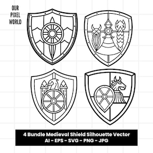 Medieval Shield Viking Bundle SVG Files | Knight Roman PNG | Celtic Vector Editable Color | Clip Art For Mugs, Clothes | Png Ai Jpg Eps