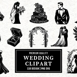 Wedding SVG | Bride and Groom Silhouette | Romantic Wedding Clipart | Digital Cut File for Cricut, Silhouette, and Laser Cutting