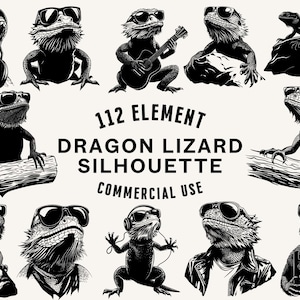 Dragon Lizard SVG Bundle | Lizard Clipart | Reptile Vector Designs | Mythical Creature Silhouette | PNG SVG | Cut Files | Instant Download