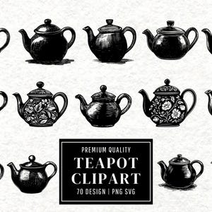 Vintage Teapot SVG Bundle | Teapot Clipart | Antique Kitchen Vector Designs | Tea Silhouette | Retro PNG SVG | Cut Files | Instant Download