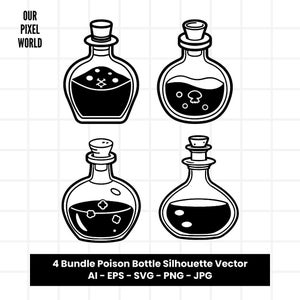 Potion Bottle Bundle SVG | Potions PNG | Bottles Vector | Poison Clip Art For Mugs, Clothes, etc | Silhouette Files | Png Ai Jpg Eps