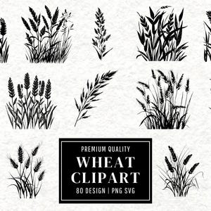 Wheat SVG Bundle | Wheat Clipart | Grain Vector Designs | Agriculture Silhouette | Farm PNG SVG | Wheat Cut Files | Instant Download