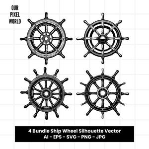 Ship Wheel Bundle SVG | Boat Wheels PNG | Steering Vector Editable Color | Clip Art For Mugs, Clothes | Silhouette Files | Png Ai Jpg Eps