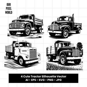 Farm Truck Bundle SVG | Vintage Truck PNG | Retro Vector Editable Color | Clip Art For Mugs, Clothes | Silhouette Svg Files | Png Ai Jpg Eps