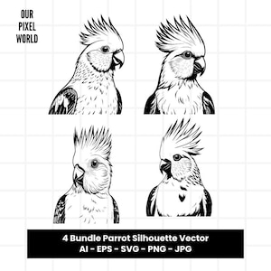 Parrot Bird Bundle SVG | Parrots Bird PNG | Animal Vector Editable Color | Clip Art For Mug, Clothes | Silhouette Svg Files | Png Ai Jpg Eps