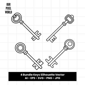 Keys Bundle SVG | Classic Key PNG | Retro Key Vector Editable Color | Vintage Keys Clip Art For Mugs, Clothes | Svg Files | Png Ai Jpg Eps