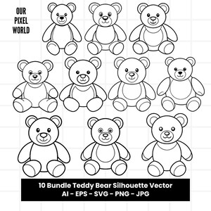 Teddy Bear SVG | Teddy Bear PNG | Teddy Bear Vector | Doll Clip Art For Mugs, Clothes, etc | Teddy Bear Bundle Svg Files | Png Ai Jpg Eps