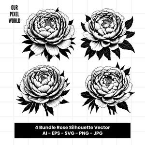 Rose Flower Bundle SVG | Roses PNG | Floral Plant Vector Editable Color | Clip Art For Mugs, Clothes | Florist Svg Files | Png Ai Jpg Eps