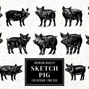 Pig SVG Bundle | Pig Clipart | Farm Animal Vector Designs | Livestock Silhouette | Cute Piggy PNG SVG | Pig Cut Files | Instant Download