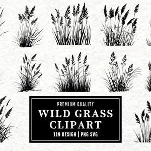 Wild Grass SVG | Nature Silhouette Clipart | Meadow Grassland Outline | Digital Cut File for Cricut, Silhouette, Laser Cutting