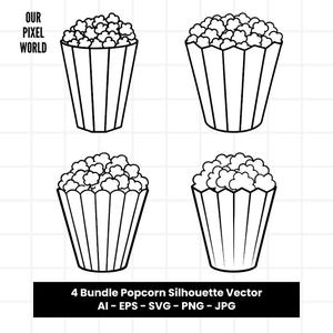 Popcorn Bundle SVG | Popcorns PNG | Cinema Food Vector Editable Color | Clip Art For Mugs, Clothes | Movie Foods Svg Files | Png Ai Jpg Eps