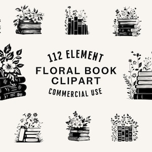 Floral Book SVG Bundle | Book with Flowers Clipart | Botanical Vector Designs | Reading Silhouette | PNG SVG | Cut Files | Instant Download