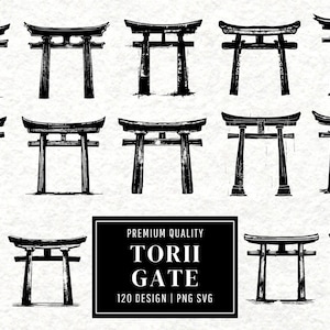 Torii Gate SVG Bundle | Japanese Clipart | Shrine Vector Designs | Traditional Architecture Silhouette | Japan PNG Cut Files