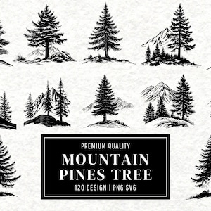 Mountain Pine Tree SVG Bundle | Pine Tree Clipart | Forest Vector Designs | Nature Silhouette | Wilderness PNG Cut Files | Instant Download