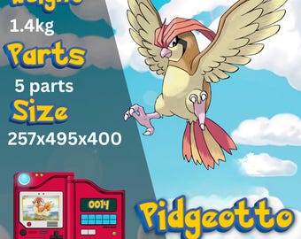 Pidgeotto STL – Pre-Sliced 3D Print File for Bambu A1 | Easy Assembly Pokémon Model