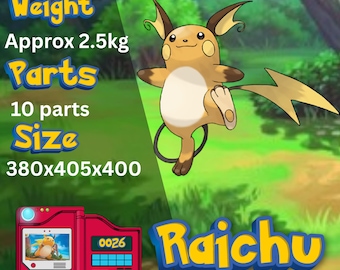 Raichu STL – Pre-Sliced 3D Print File for Bambu A1 | Easy Assembly Pokémon Model