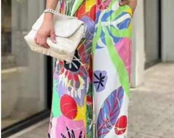 Colorful Floral two piece Pants and Button Shirt