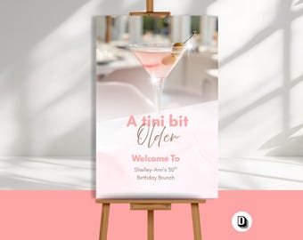 Martini Birthday Brunch Welcome Sign Template, Editable in Canva, Instant Download