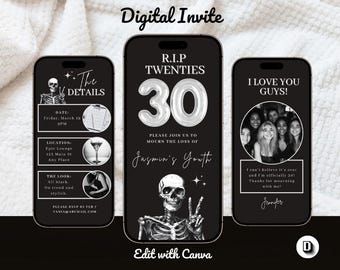RIP to My 20s Birthday Party Invitation Template: Editable in Canva