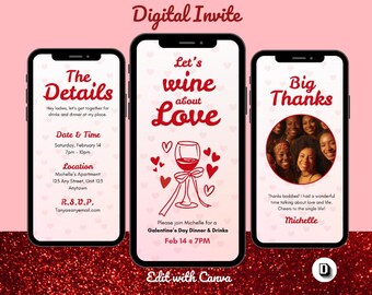Galentine's Day Party Invitation: Valentine's invite, Editable in Canva