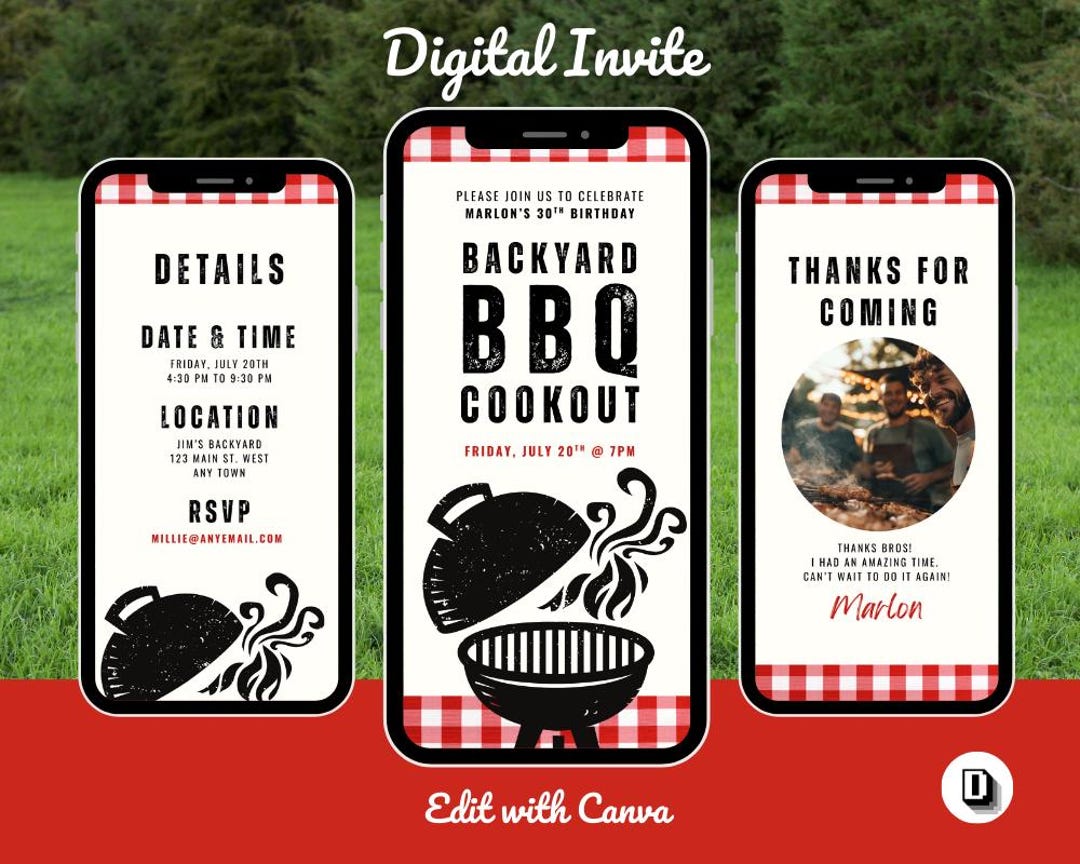Backyard BBQ Cookout Invitation Template: Editable Canva Invite ...