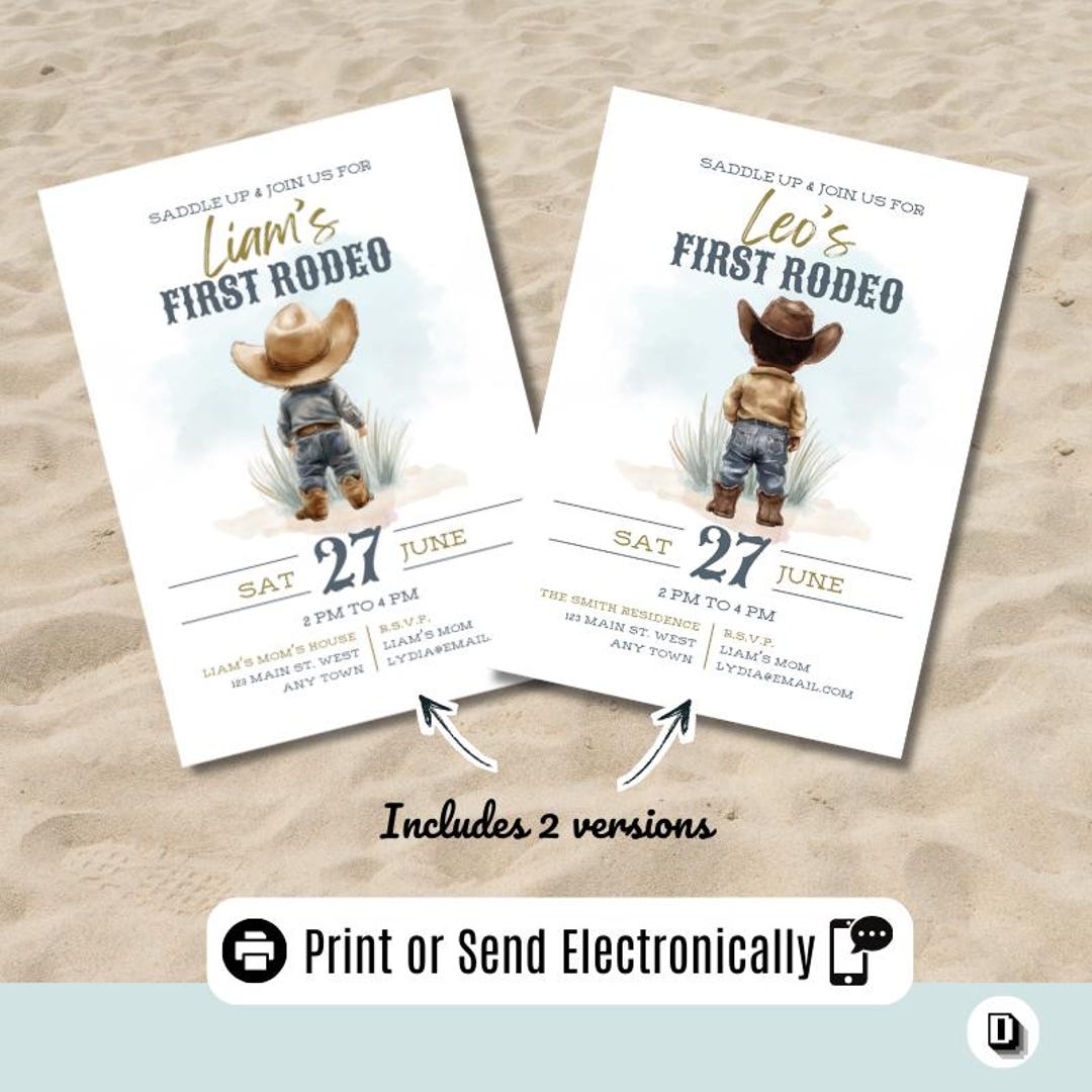 First Rodeo Printable Invitation Template, Western Birthday Party ...