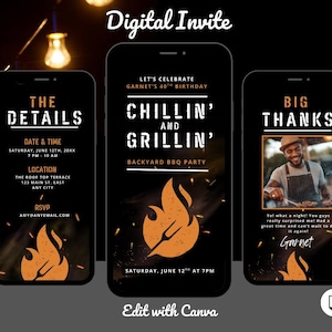 BBQ Birthday Invitation Template: Chillin&#39; and Grillin&#39; Party,  Edit in Canva