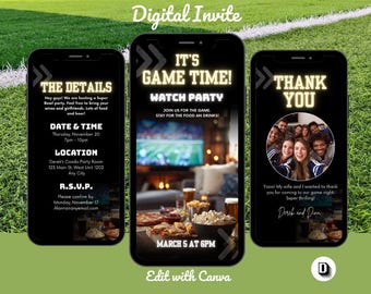 Football Game Party Invitation Template, Game Day Invite, Editable in Canva (Digital Download)