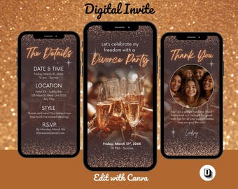 Break Up | Divorce Party Invitation Template: Fresh Start Party, Editable in Canva