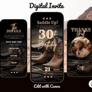 Boots on the Ground Birthday Invitation Template, Let&#39;s Go Girls Party Invite, Nashville invite, Editable in Canva, Send Via Text or Email