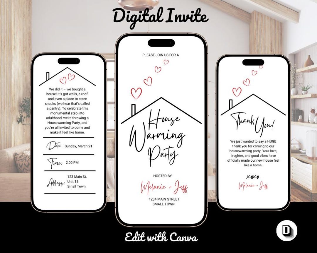 Housewarming Party Invitation: Modern Minimalist Invite, Editable in ...