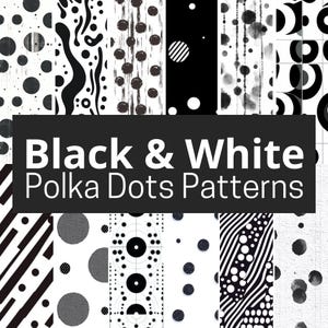 Black and White Polka Dots  Seamless Pattern | Digital Scrapbook Papers | Instant Download Patterns | Tile PNG | 12 Designs