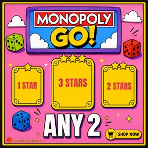 Monopoly Go! - 1,2,3 Stars Sticker - 2 PCS (Set 1 - 14)