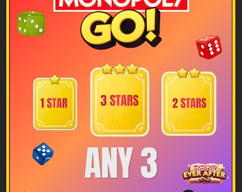 Monopoly Go! - 1,2,3 Stars Sticker - 3 PCS (Set 1 - 18) - Ever After Album