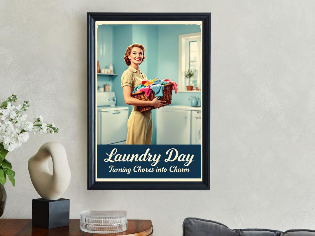Laundry Day Wall Art, Vintage Style Home Decor, Retro Poster for ...