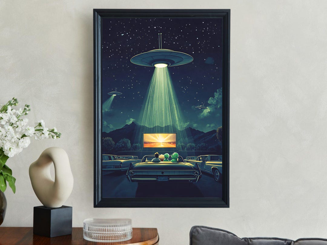 Retro Space Themed Wall Art, UFO and Alien Sightings Wall Decor ...