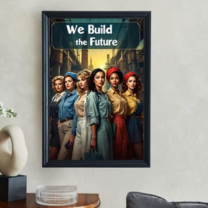 Empowering Women Poster, Vintage Worker Women Art, Inspirational Digital Print, Feminist Wall Decor, Retro Empowerment Design