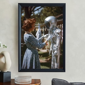 Vintage Space Age Astronaut Wall Art, Retro Sci-Fi Home Decor, Mid-Century Modern Wall Print, Unique Space Exploration Poster