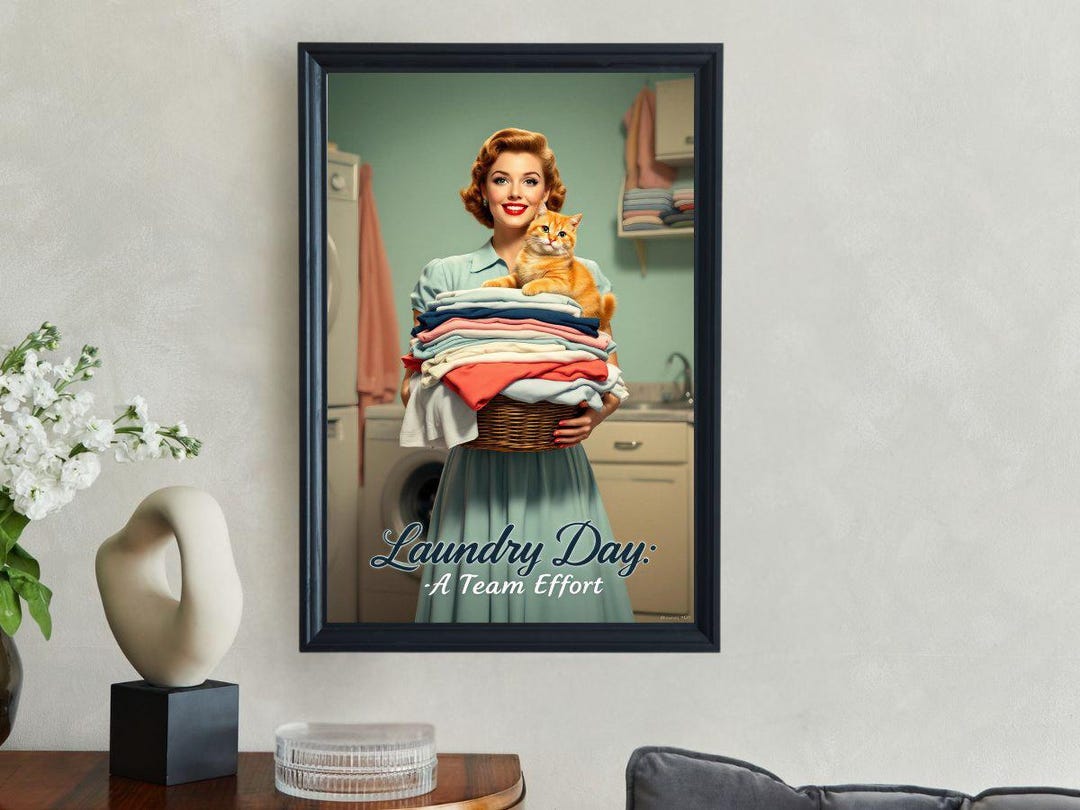 Vintage Laundry Room Wall Art, Mid Century Modern Home Decor, Retro ...