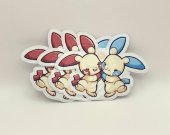 Plusle and Minun Electric Heart Sticker Vinyl 3-Pack