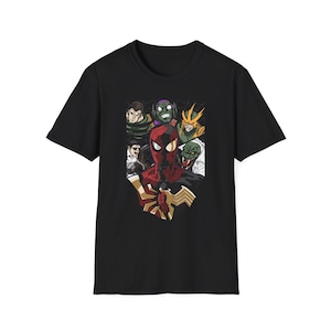 T-shirt Spiderman Sinister Six, t-shirt graphique super-héros Marvel, chemise bande dessinée geek, haut en coton unisexe