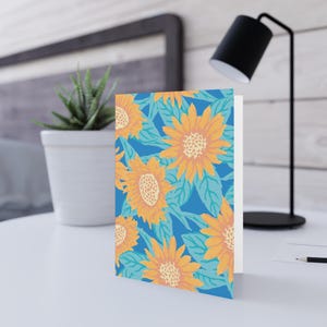 Zonnebloemwens- en bedankkaart voor alle gelegenheden, verjaardag, medeleven, handgemaakte kaarten, tuinliefhebbers, liefdesbrieven; lente-zomervibes