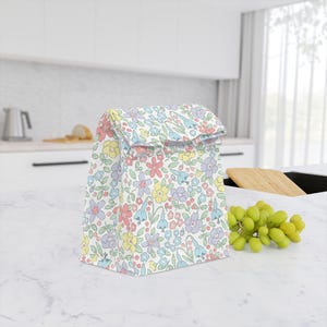Bolsa de almuerzo escolar de poliéster con diseño floral para niñas, hielera térmica ecológica, reutilizable para piscina, picnic, playa, jardinería y parque.